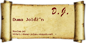 Duma Jolán névjegykártya