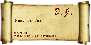 Duma Jolán névjegykártya